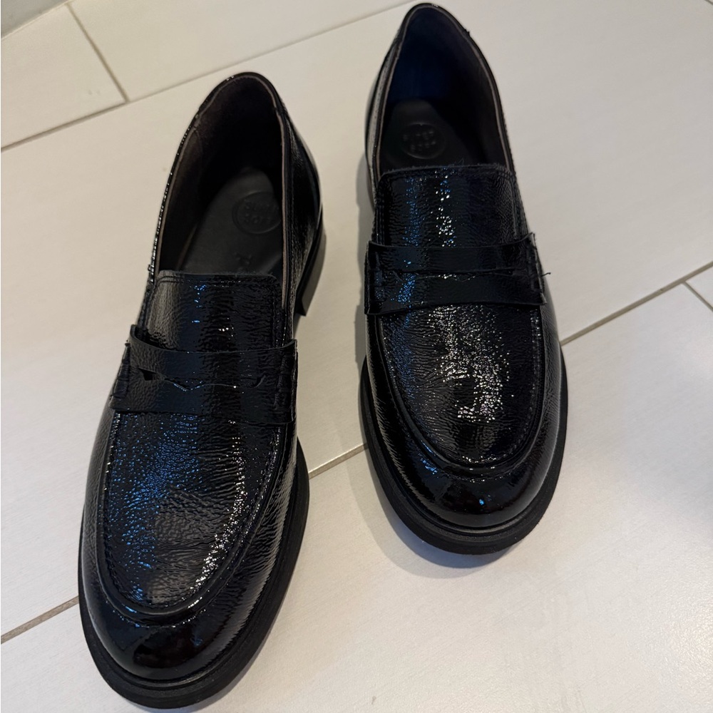 Paul Green Black Flats Modern Penny Loafers